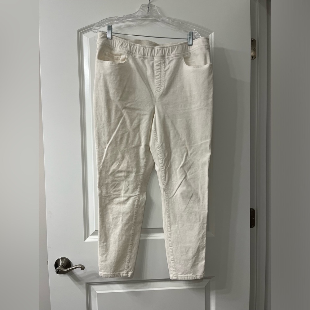 Tribal corduroy Jegging pant pull on stretch waste women’s 14 petite short cream
